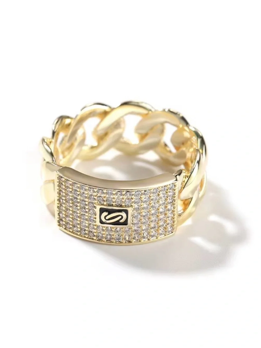 New 14k Gold Plated Pavé Signet Ring for Men - Size7, 8 and 9